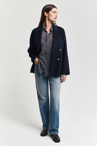 Chemise relaxed en soie - Bleu marine