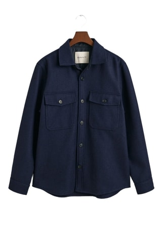 Surchemise regular en laine - Bleu marine