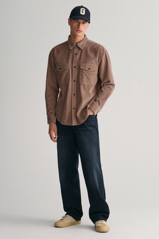 Chemise relaxed en velours - Marron