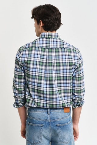 Chemise regular en coton biologique - Vert et bleu ciel