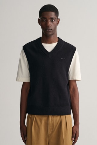 Pull relaxed en laine sans manches - Noir