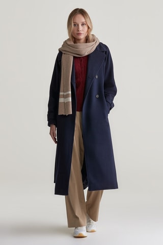 Trench regular en laine et cachemire - Bleu marine