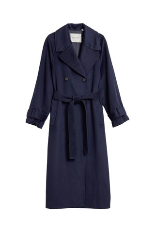 Trench regular en laine et cachemire - Bleu marine