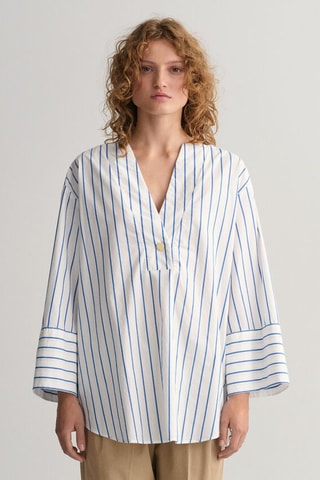 Blouse - Blanc et bleu cobalt