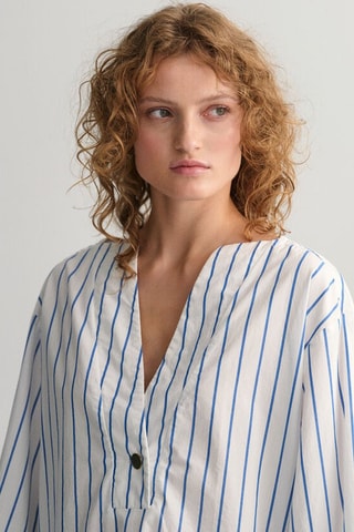 Blouse - Blanc et bleu cobalt