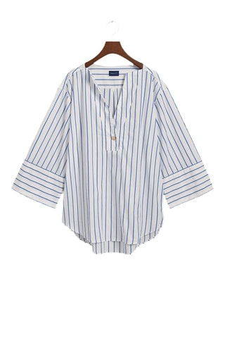 Blouse - Blanc et bleu cobalt