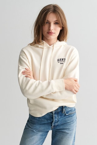Sweat relaxed à capuche - Crème