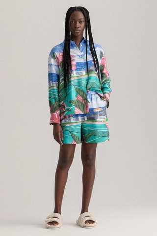 Short en soie - Vert d’eau et bleu