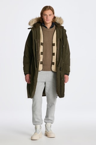 Parka et gilet sans manches oversize - Kaki et beige