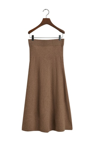 Jupe midi en laine - Marron