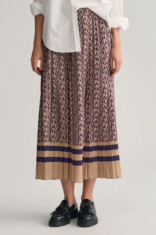 Jupe midi plissée taille mi-haute - Beige et violet