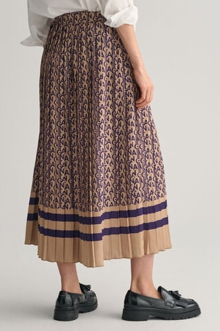 Jupe midi plissée taille mi-haute - Beige et violet