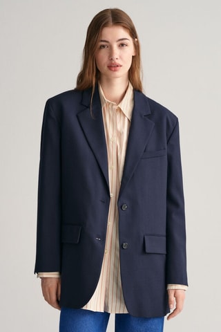 Blazer oversize en laine - Bleu marine