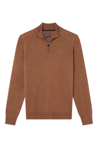 Camisola em lã merino - Camel