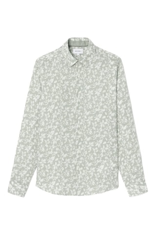 Camisa slim em linho - Verde-azeitona e cru