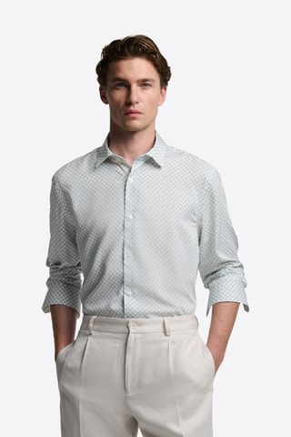Camisa slim - Azul-esverdeado