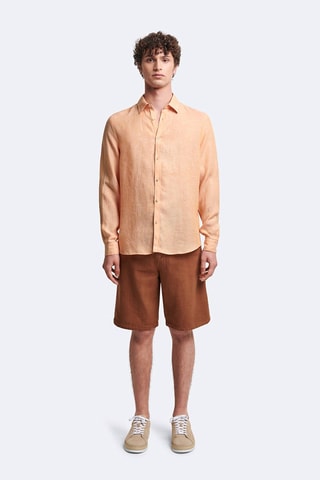 Camisa slim em linho - Laranja