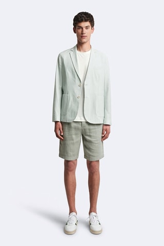 Bermudas regular em linho - Verde-sálvia