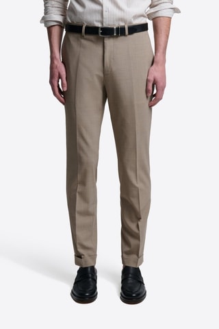 Pantalón de traje slim fit de lana - Beige