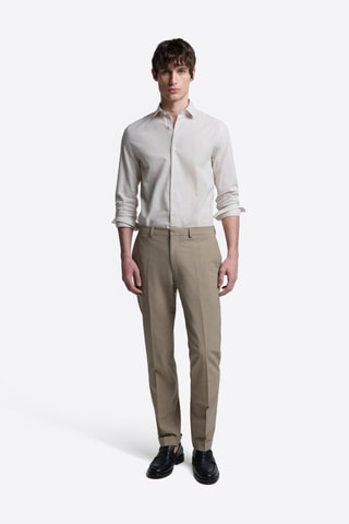 Pantalón de traje slim fit de lana - Beige