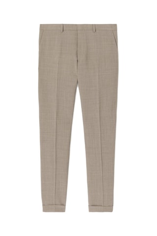 Pantalón de traje slim fit de lana - Beige