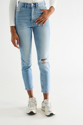 Jeans mom a vita alta - Azzurro