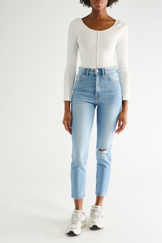 Jeans mom a vita alta - Azzurro