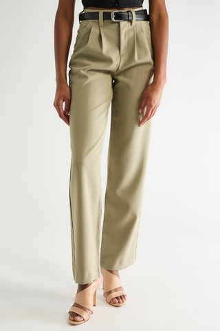 Pantaloni wide legs a vita alta - Verde oliva