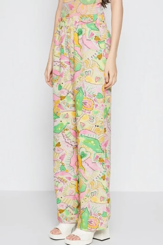 Pantalón de tiro alto - Beige y verde claro - Monki