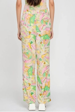 Pantalón de tiro alto - Beige y verde claro - Monki