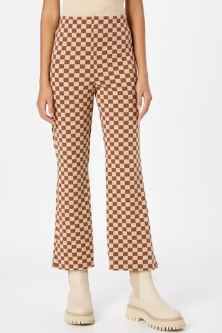 Pantalón de tiro alto - Beige y marrón - Monki