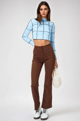 Pantalón de tiro alto - Marrón - Monki