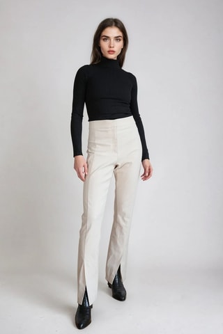 Pantalón de tiro alto - Beige - Monki