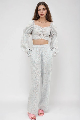 Pantalón de tiro alto - Celeste y rosa - Monki