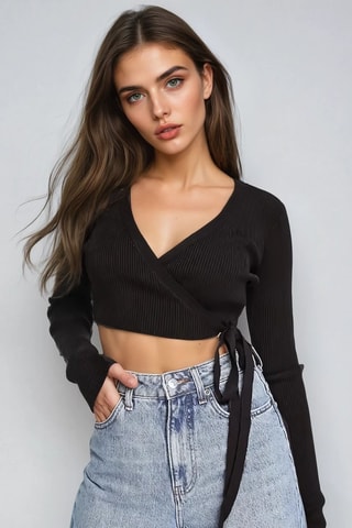 Crop top - Negro - Monki