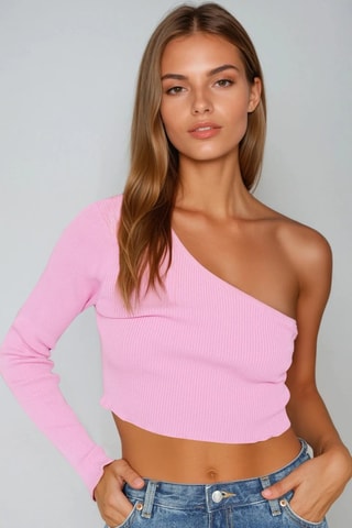 Asymmetrische Crop Top - Poederroze - Monki