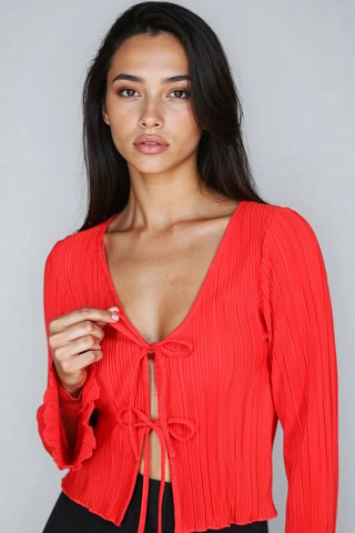 Geplooide Crop Top - Rood - Monki