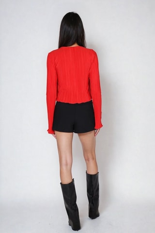 Geplooide Crop Top - Rood - Monki