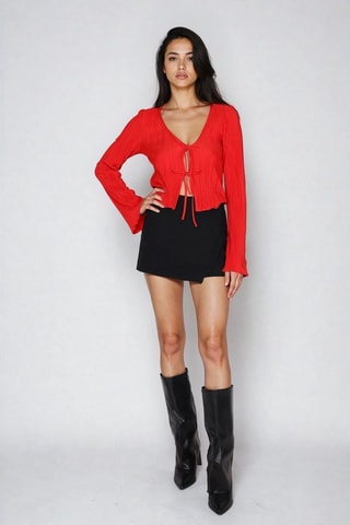 Geplooide Crop Top - Rood - Monki