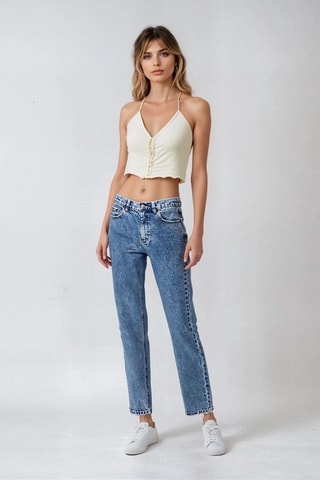 Crop top sin mangas - Beige - Weekday