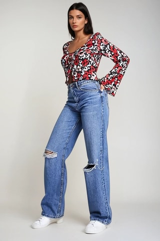 Crop Top - Zwart en Rood - Monki