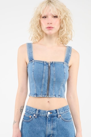 Crop Spijkertop Blauw