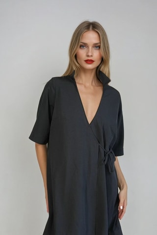 Vestido cruzado - Negro - Monki
