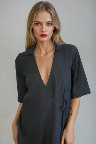 Vestido cruzado - Negro - Monki