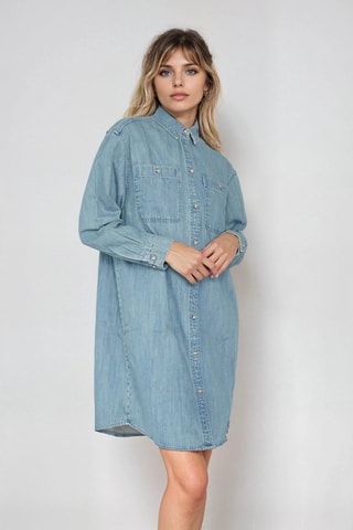 Vestido camisero vaquero - Azul grisáceo - Monki