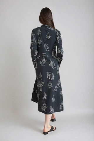 Vestido midi - Negro y blanco - Monki