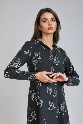 Vestido midi - Negro y blanco - Monki
