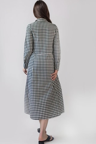 Vestido midi - Verde oscuro y blanco - Monki