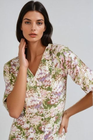 Vestido recto - Blanco y verde claro - Monki