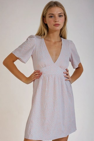 Vestido evasé - Rosa y blanco - Monki